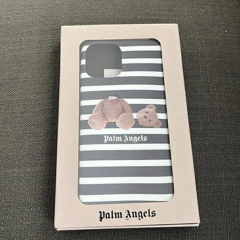 Nwt - PALM ANGELS STRIPED BEAR PRINTED IPHONE 12 CASE